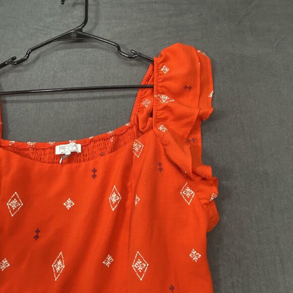 Sofia Vergara Womens Red Sleeveless Ruffle Top XXL 100% Polyester Smocking Back - Picture 7 of 10